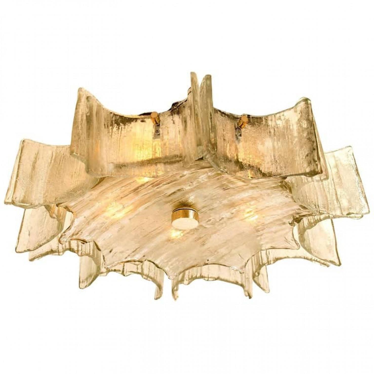 Brossé Plafonnier en verre en forme d'étoile XL, années 1960 en vente