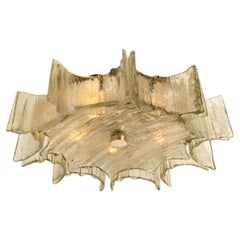 XL Star Shaped Glass Flush Mount, 1960s