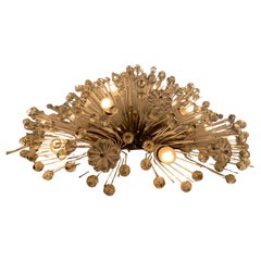 XL Stejnar Flushmount Dandelion Snowball with Cut-Glass Crystals, Austria 1960s