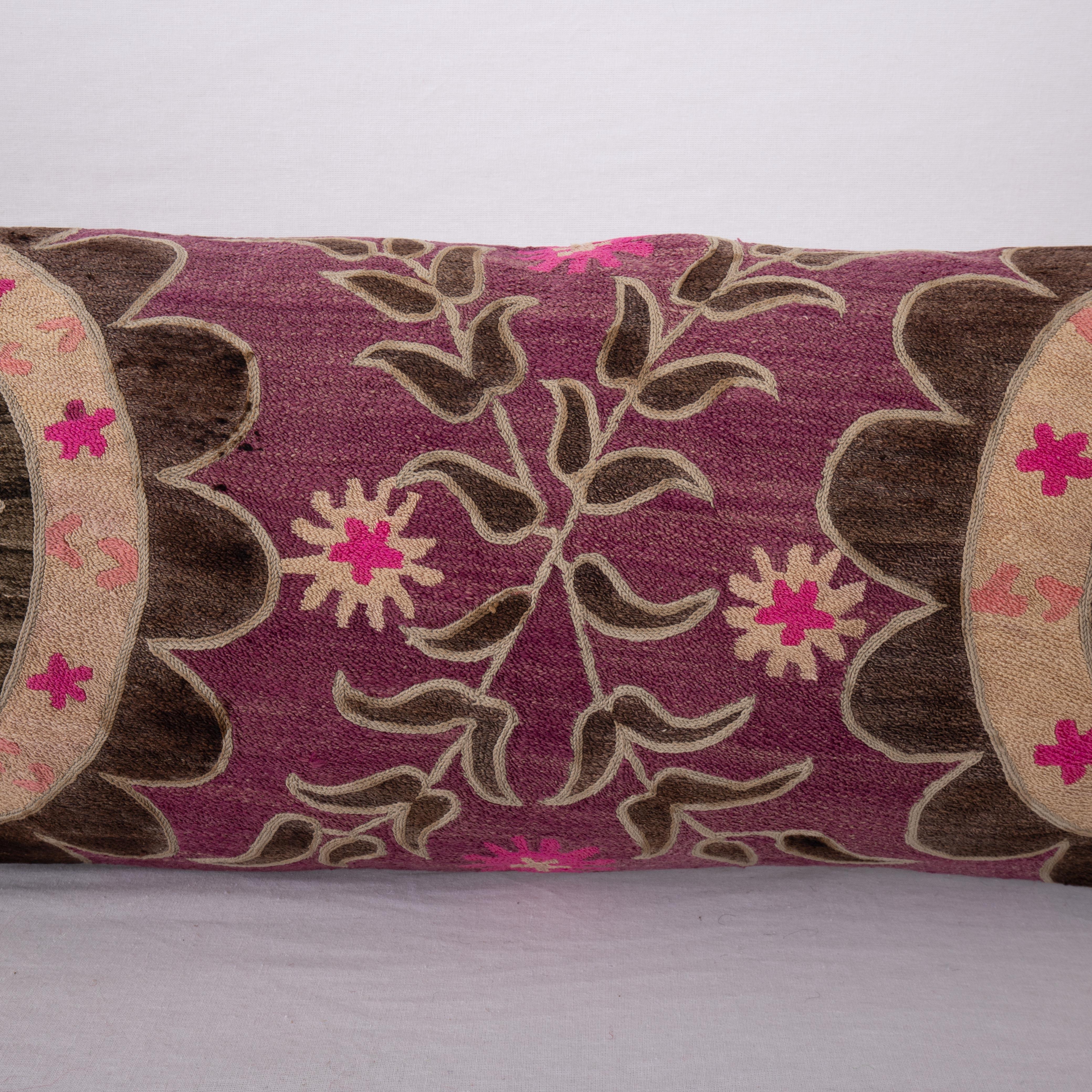 XL Suzani Lumbar / Body Pillow Fashioned from a Tashkent Suzani, Uzbekistan In Good Condition In Istanbul, TR