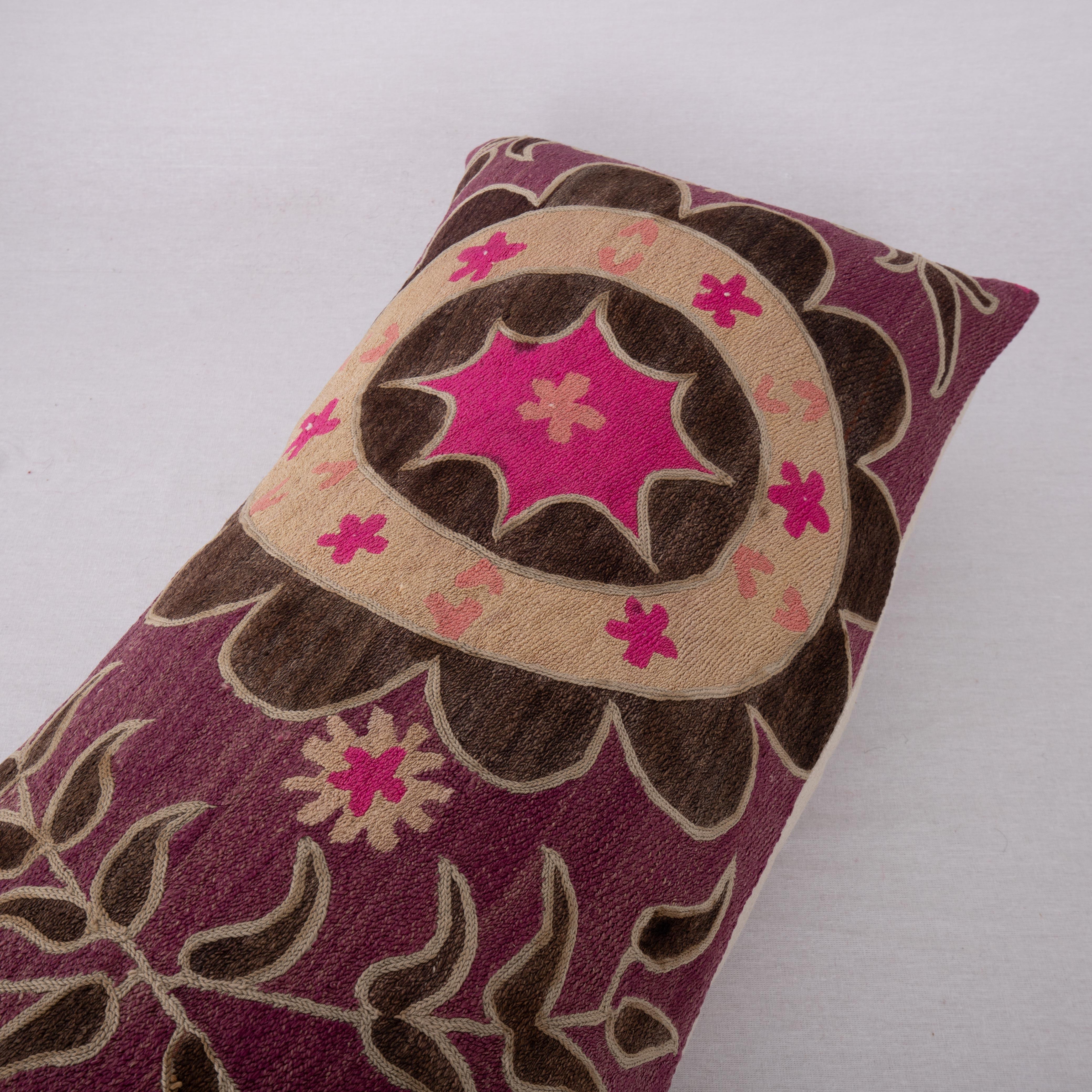 XL Suzani Lumbar / Body Pillow Fashioned from a Tashkent Suzani, Uzbekistan 2