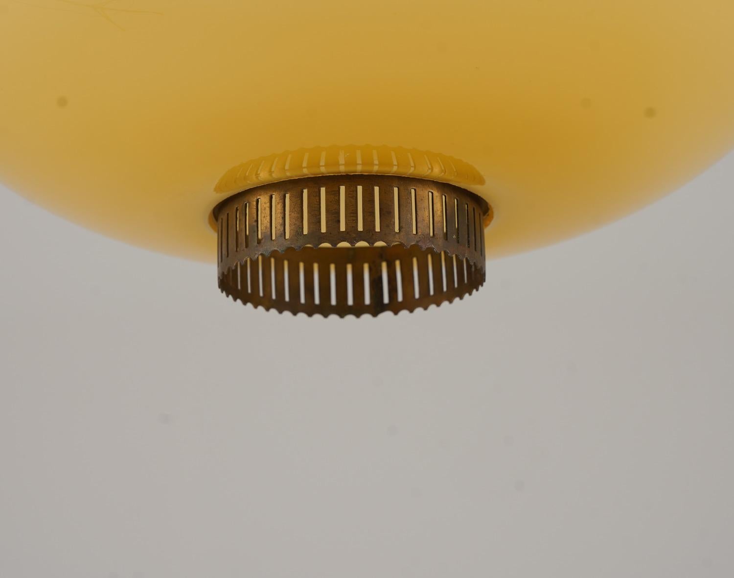 20th Century XL Swedish Modern Brass and Glass Pendants For Sale