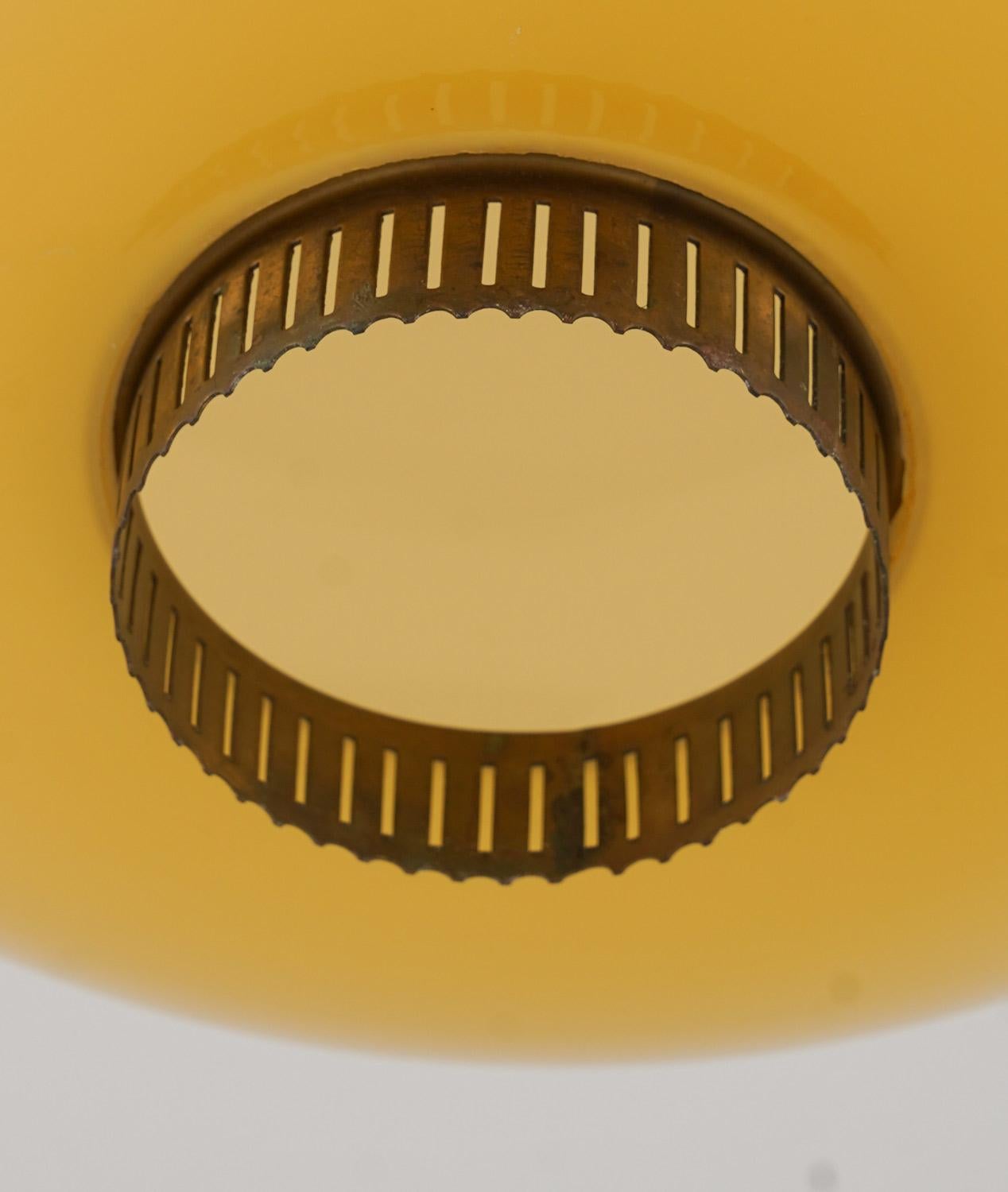 XL Swedish Modern Brass and Glass Pendants For Sale 1
