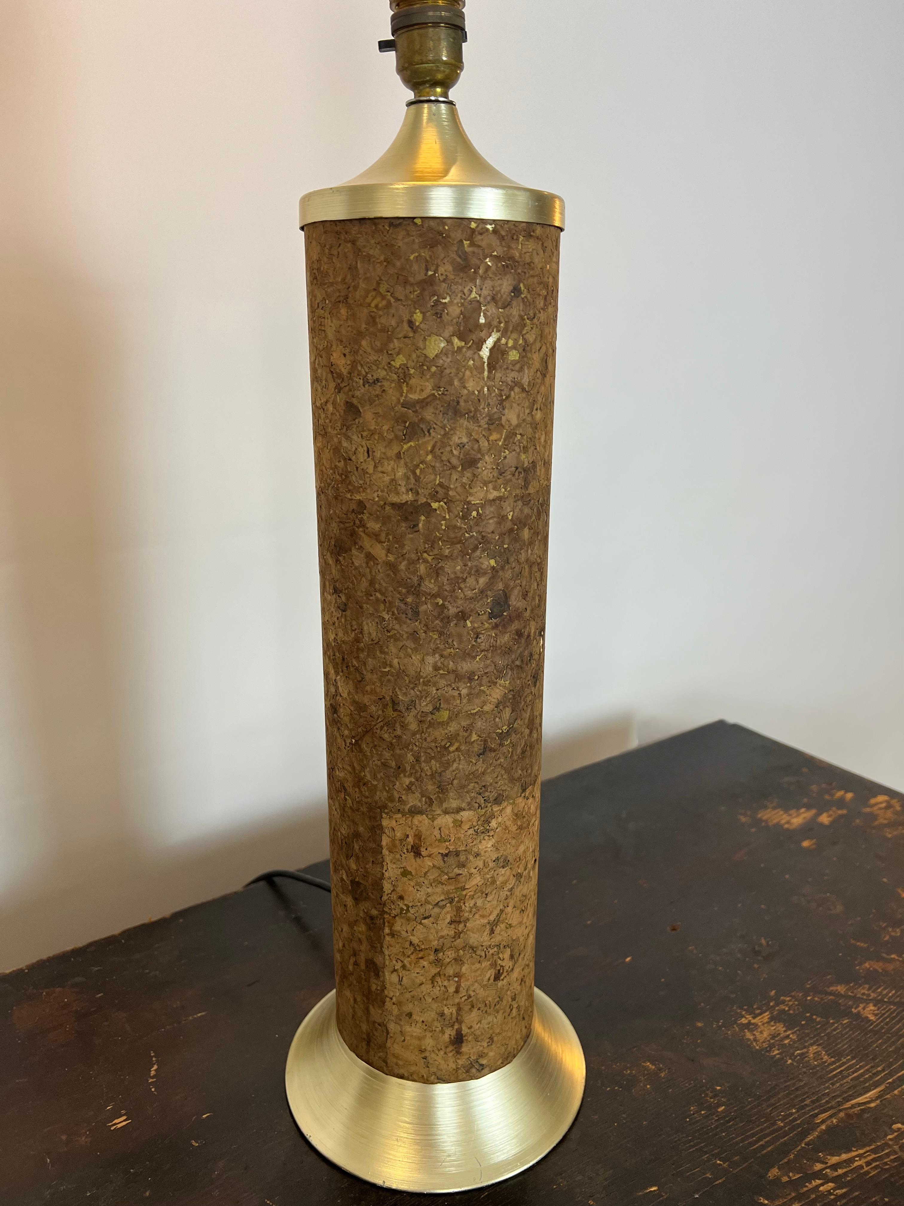 Lámpara de sobremesa XL de corcho y latón de Durlston Designs Ltd, Inglaterra c.1950 en venta 7