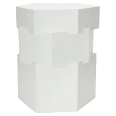 XL Tall Ceramic Hex Side Table & Stool in Marshmallow by BZIPPY