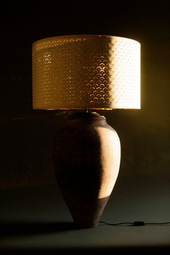 XL Große handgefertigte türkische Terrakotta-Tischlampe im Vintage-Stil, 20. Jahrhundert