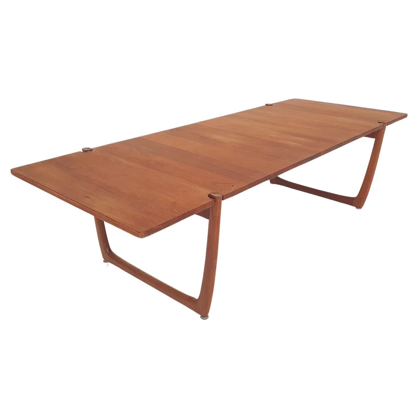 XL teak coffee table by Peter Hvidt and Orla Molgaard Nielsen model FD 575 For Sale