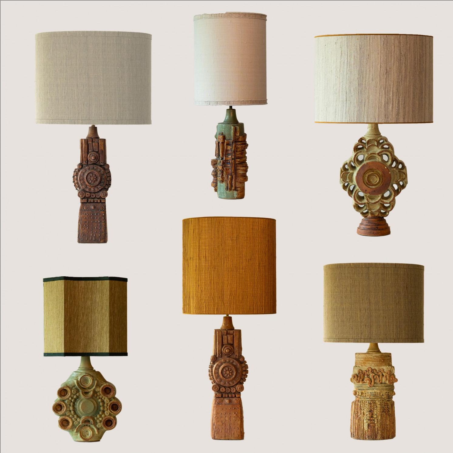 Lampe de bureau XL à porte en céramique terraccota R Rooke, abat-jour de R. Houben, 1960 en vente 4