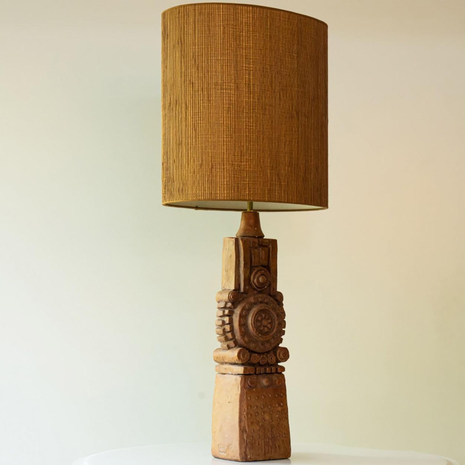 Ceramica XL Terraccota Ceramic FLoor Table Lamp R Rooke, Lampshade by R. Houben, 1960 in vendita