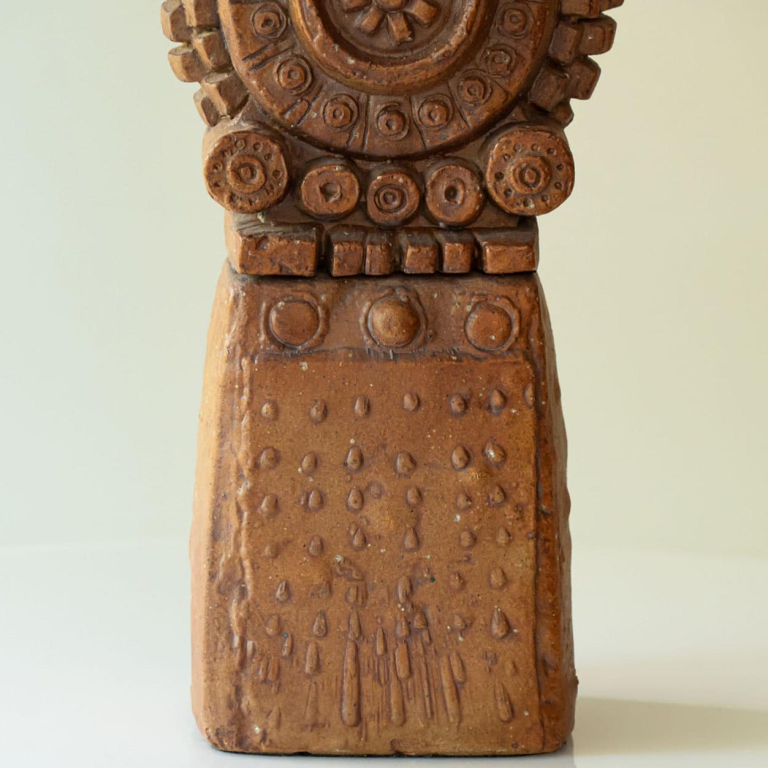 XL Terraccota Ceramic FLoor Table Lamp R Rooke, Lampshade by R. Houben, 1960 in vendita 1