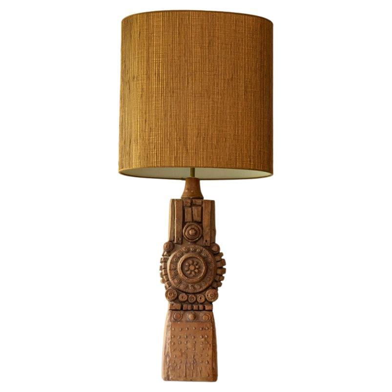 XL Terraccota Ceramic FLoor Table Lamp R Rooke, Lampshade by R. Houben, 1960