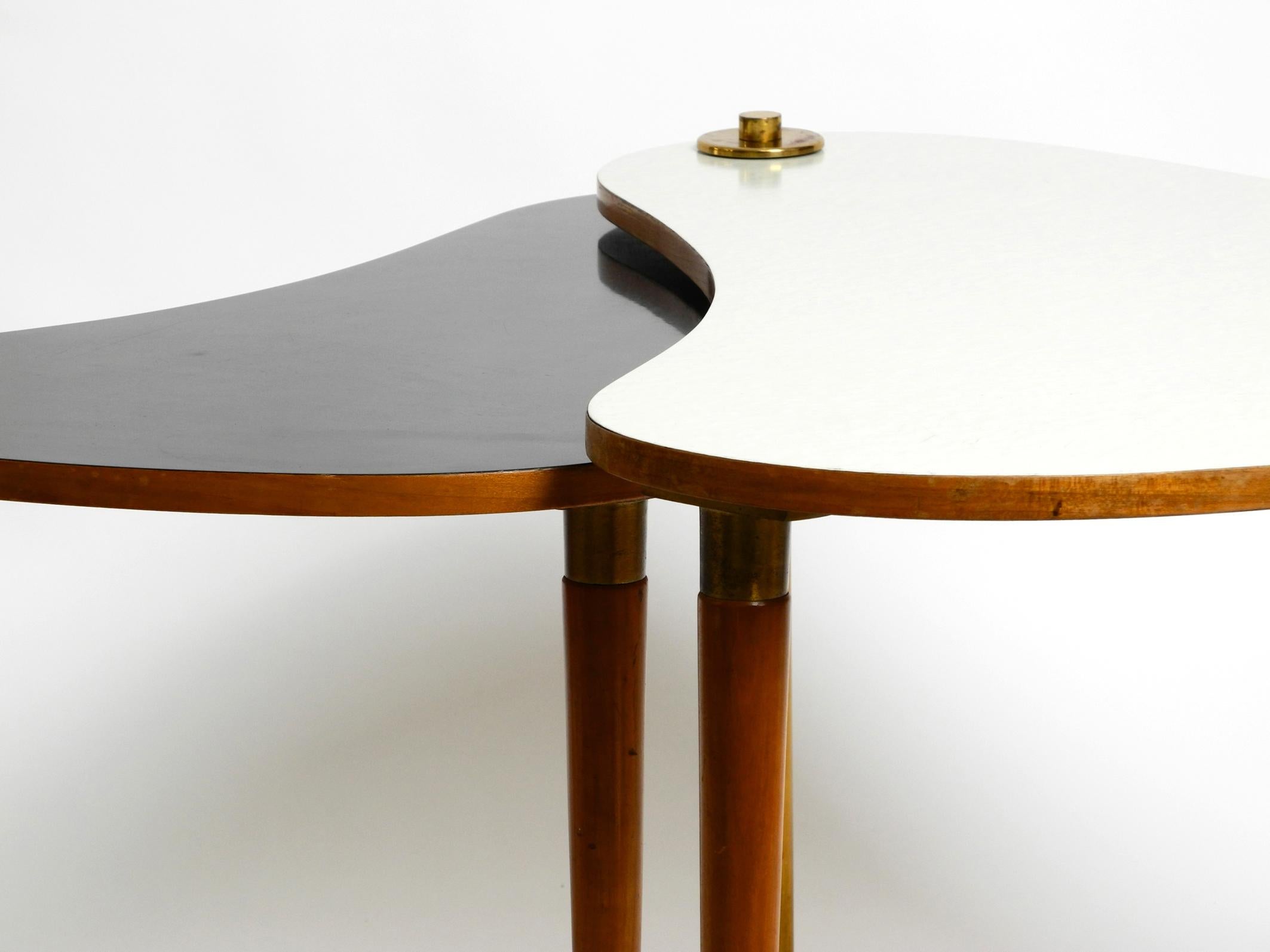 Xl Three-Legged Midcentury Kidney Side Table Consisting of Two Twistable Tables 5