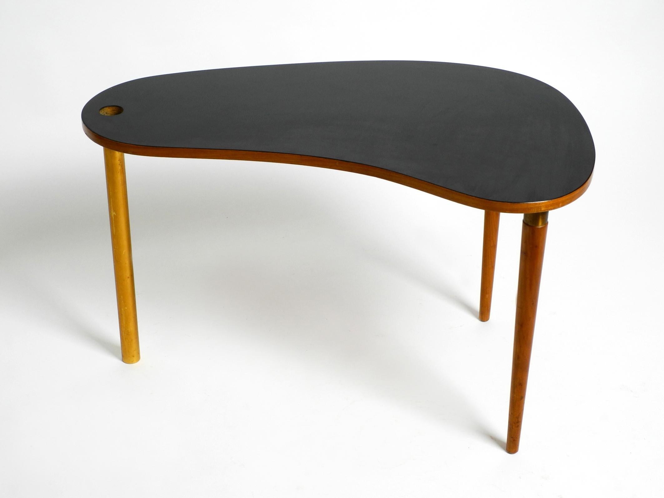 Xl Three-Legged Midcentury Kidney Side Table Consisting of Two Twistable Tables 12