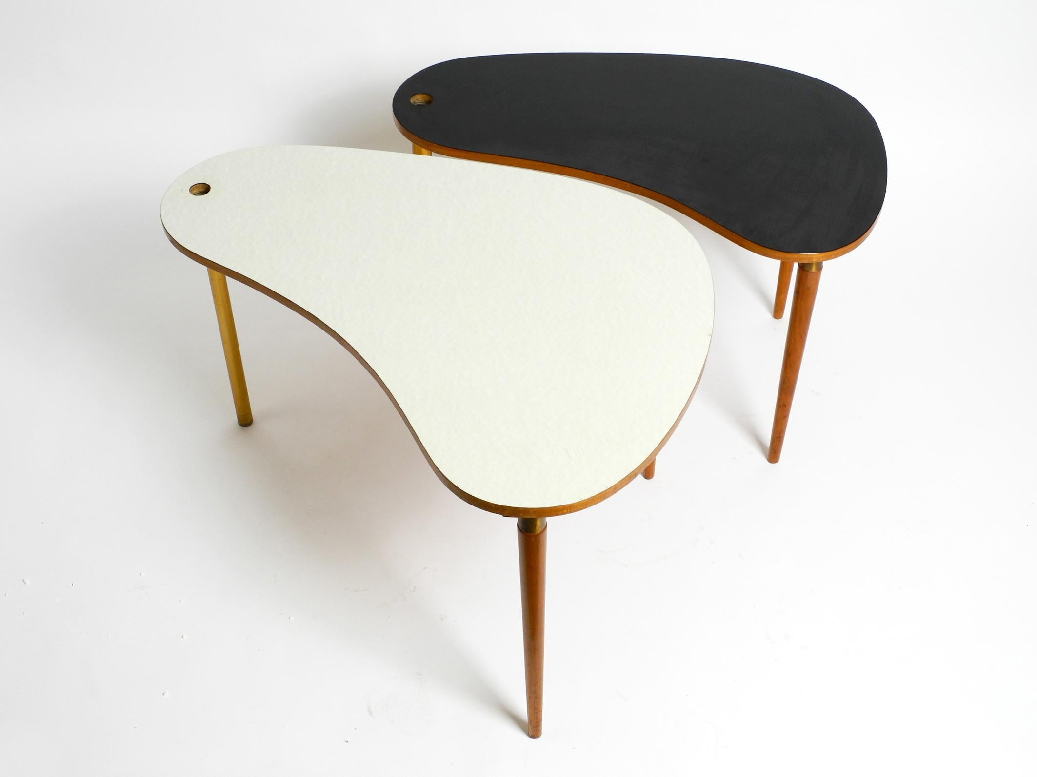 Xl Three-Legged Midcentury Kidney Side Table Consisting of Two Twistable Tables 13