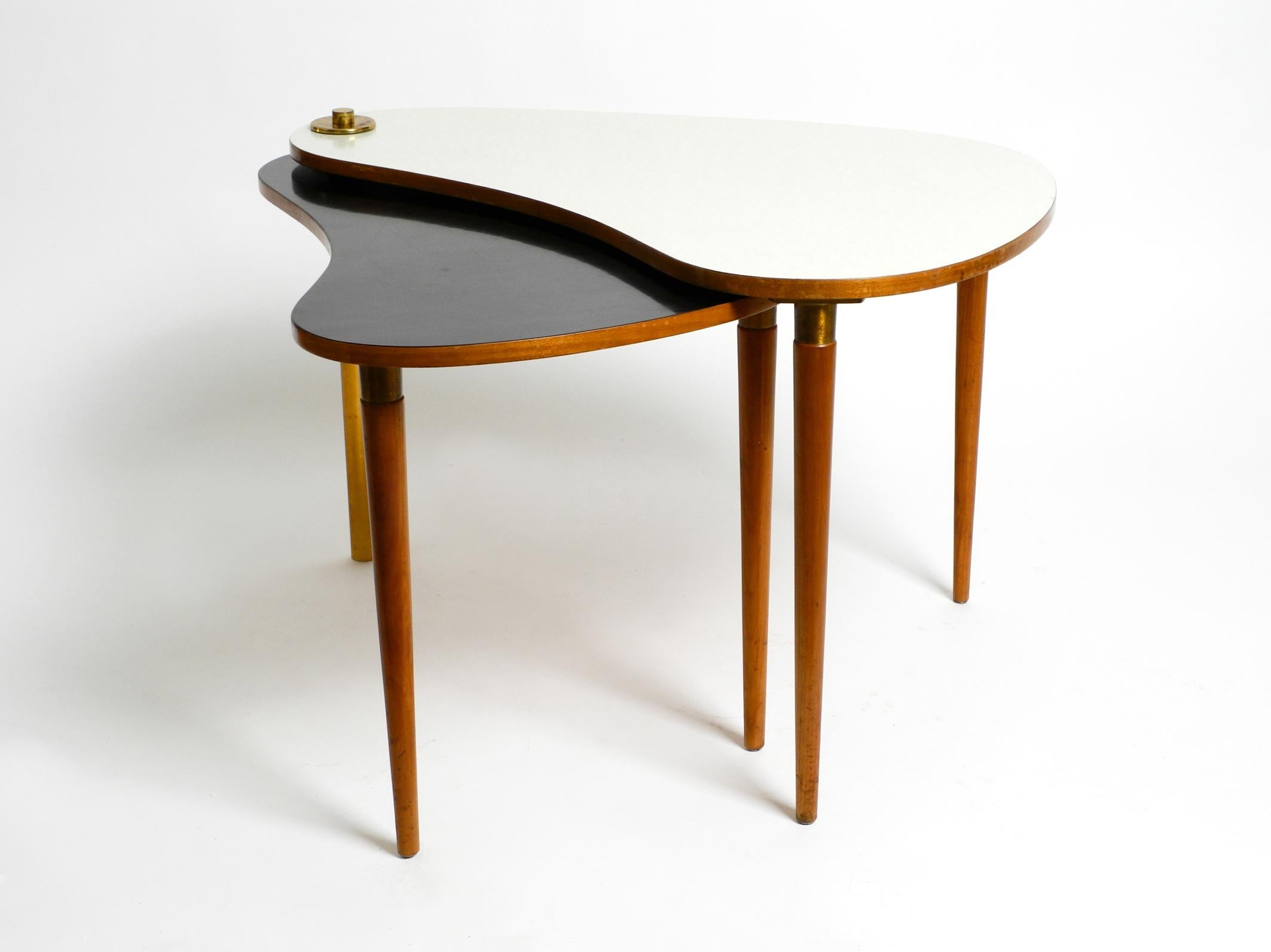 Mid-Century Modern Xl Three-Legged Midcentury Kidney Side Table Consisting of Two Twistable Tables