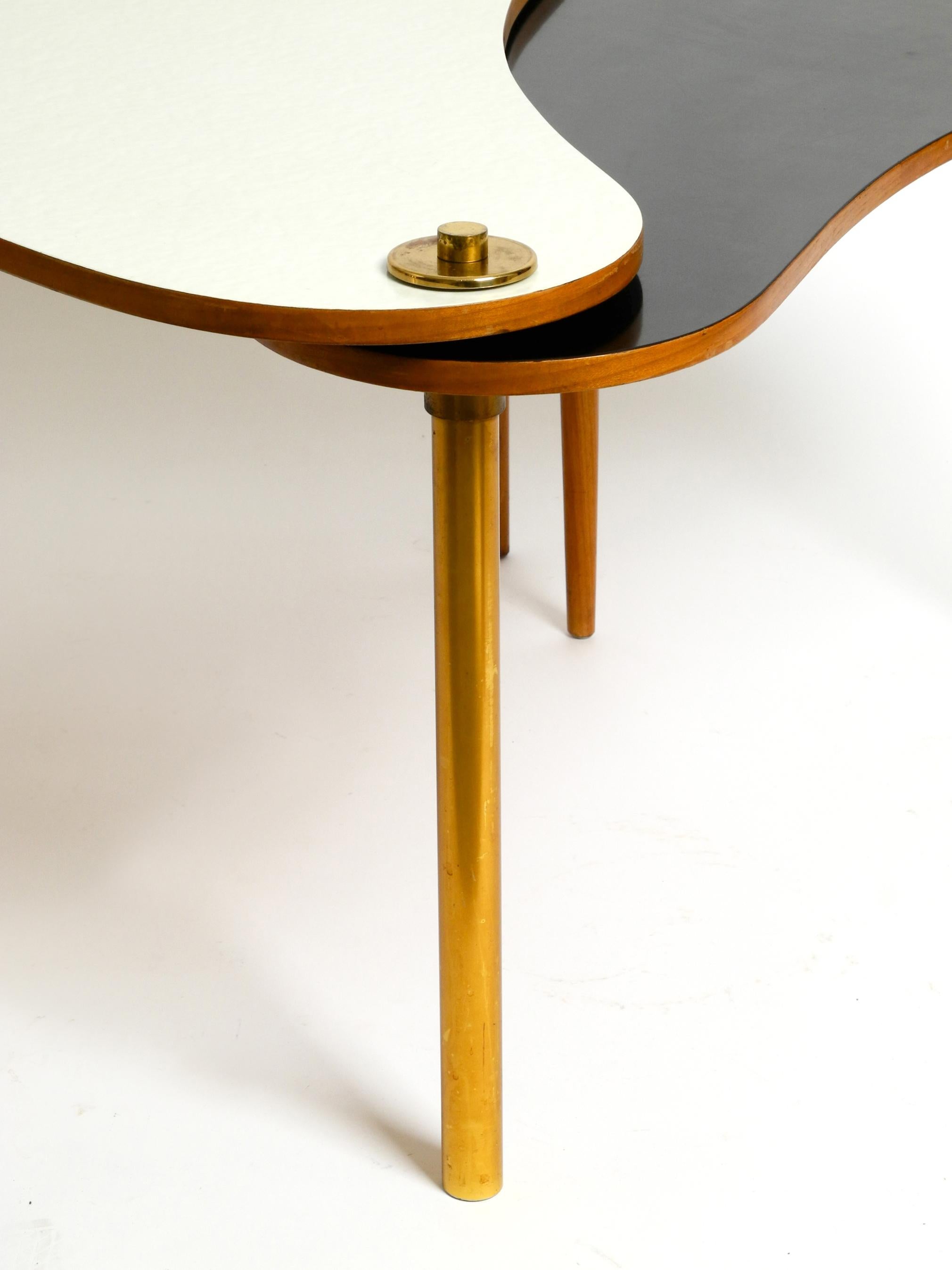 Xl Three-Legged Midcentury Kidney Side Table Consisting of Two Twistable Tables 1