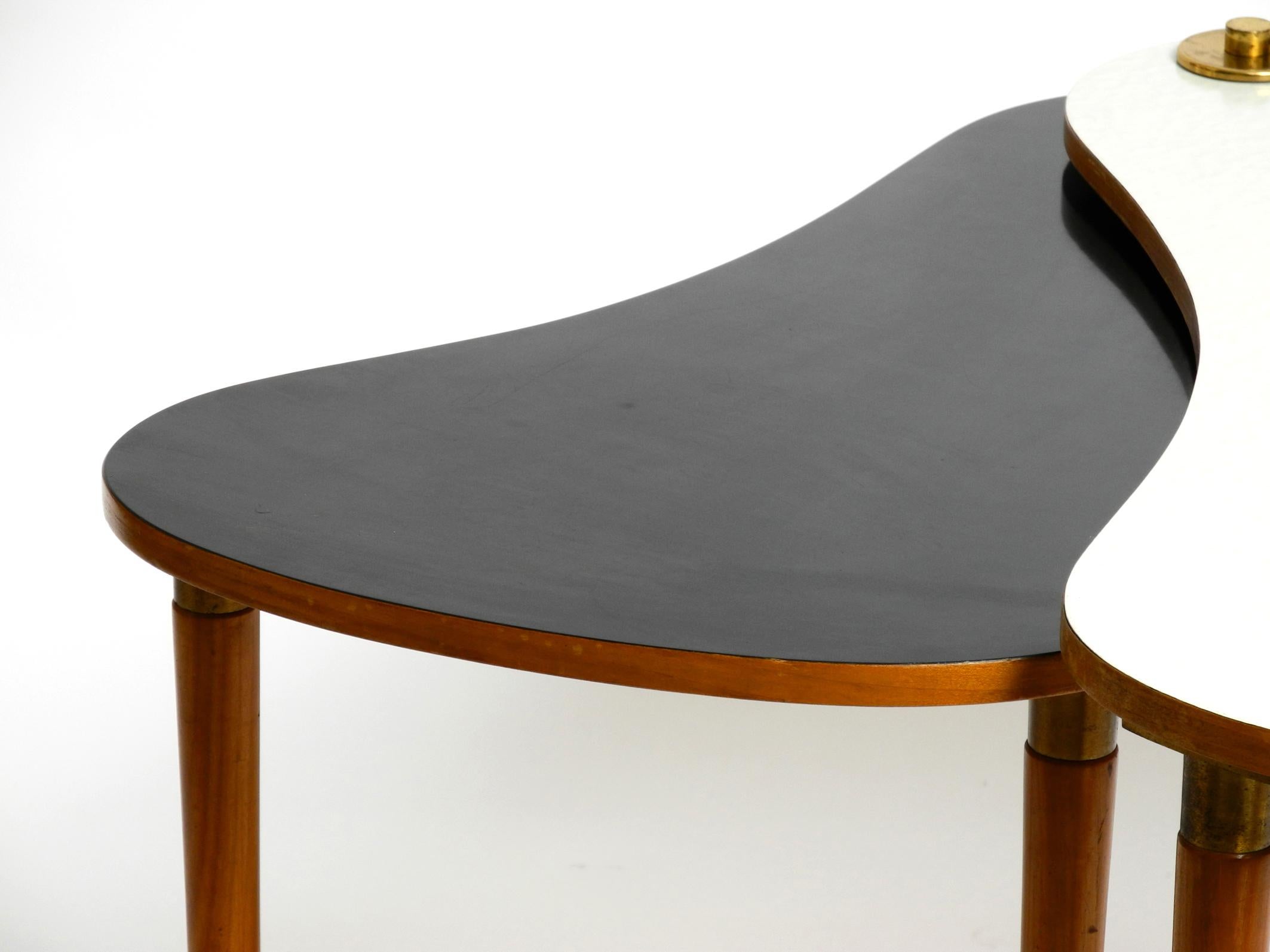 Xl Three-Legged Midcentury Kidney Side Table Consisting of Two Twistable Tables 2