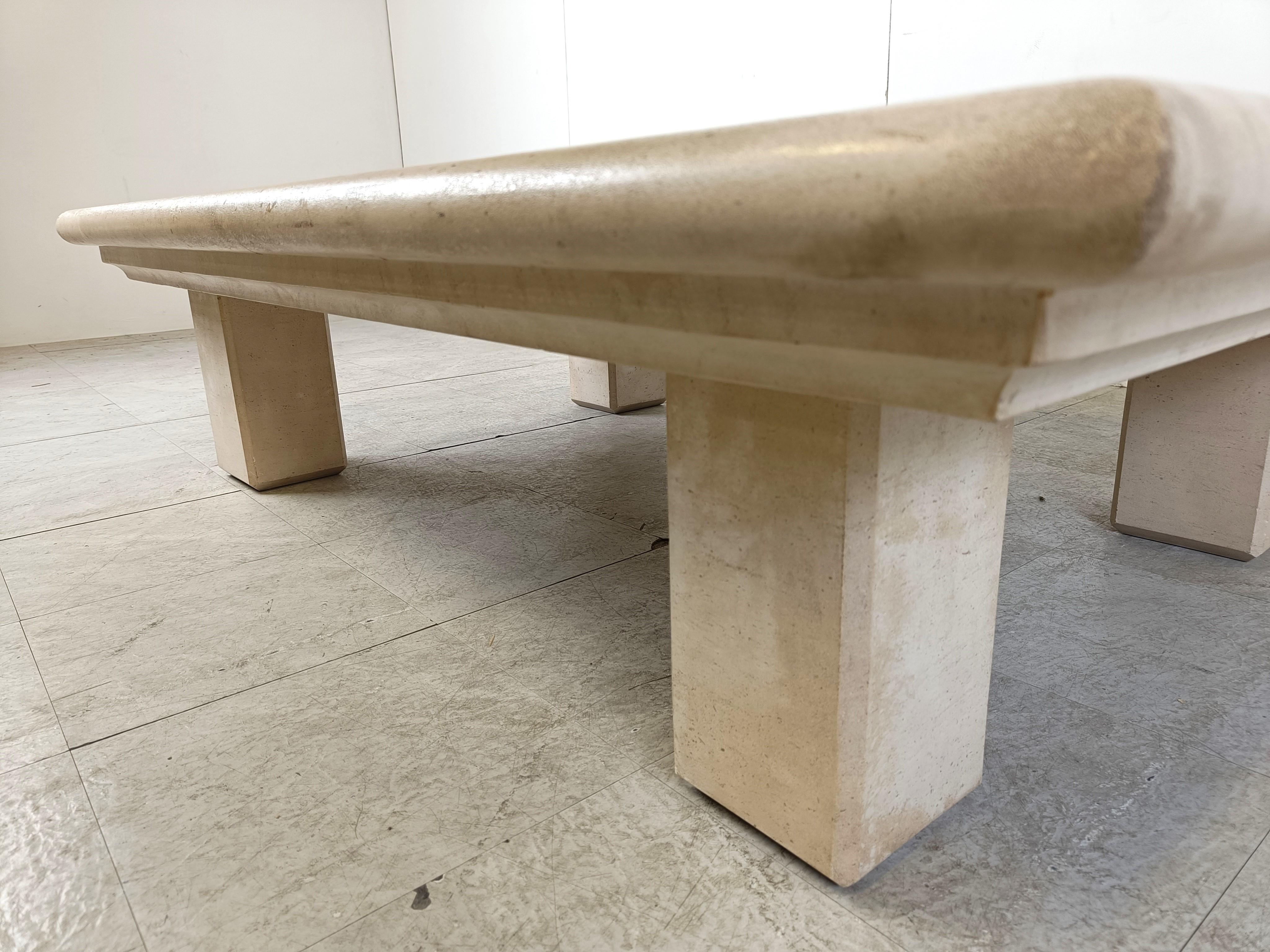 XL Travertine Coffee Table 1970s, Italy 5
