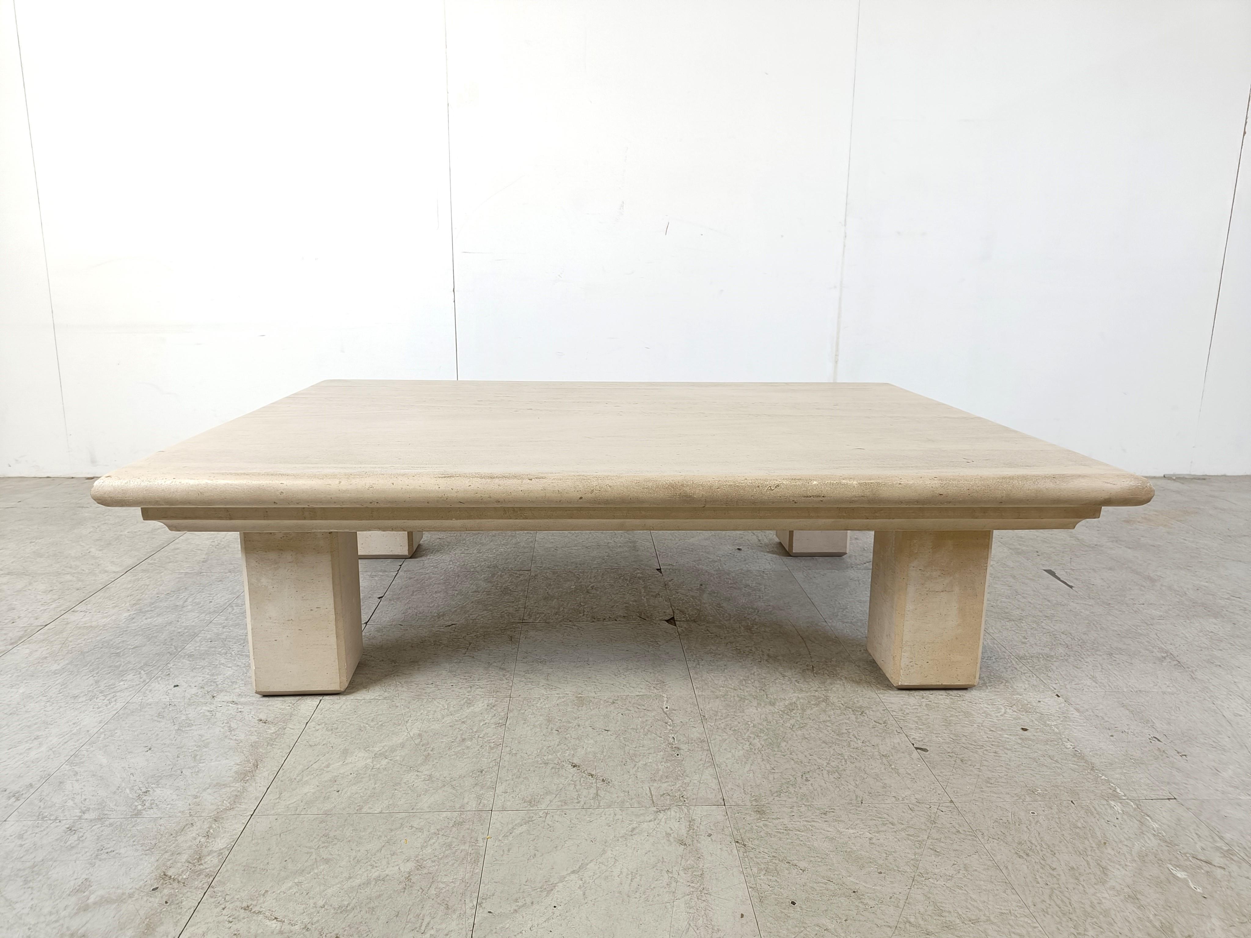 XL Travertine Coffee Table 1970s, Italy 8