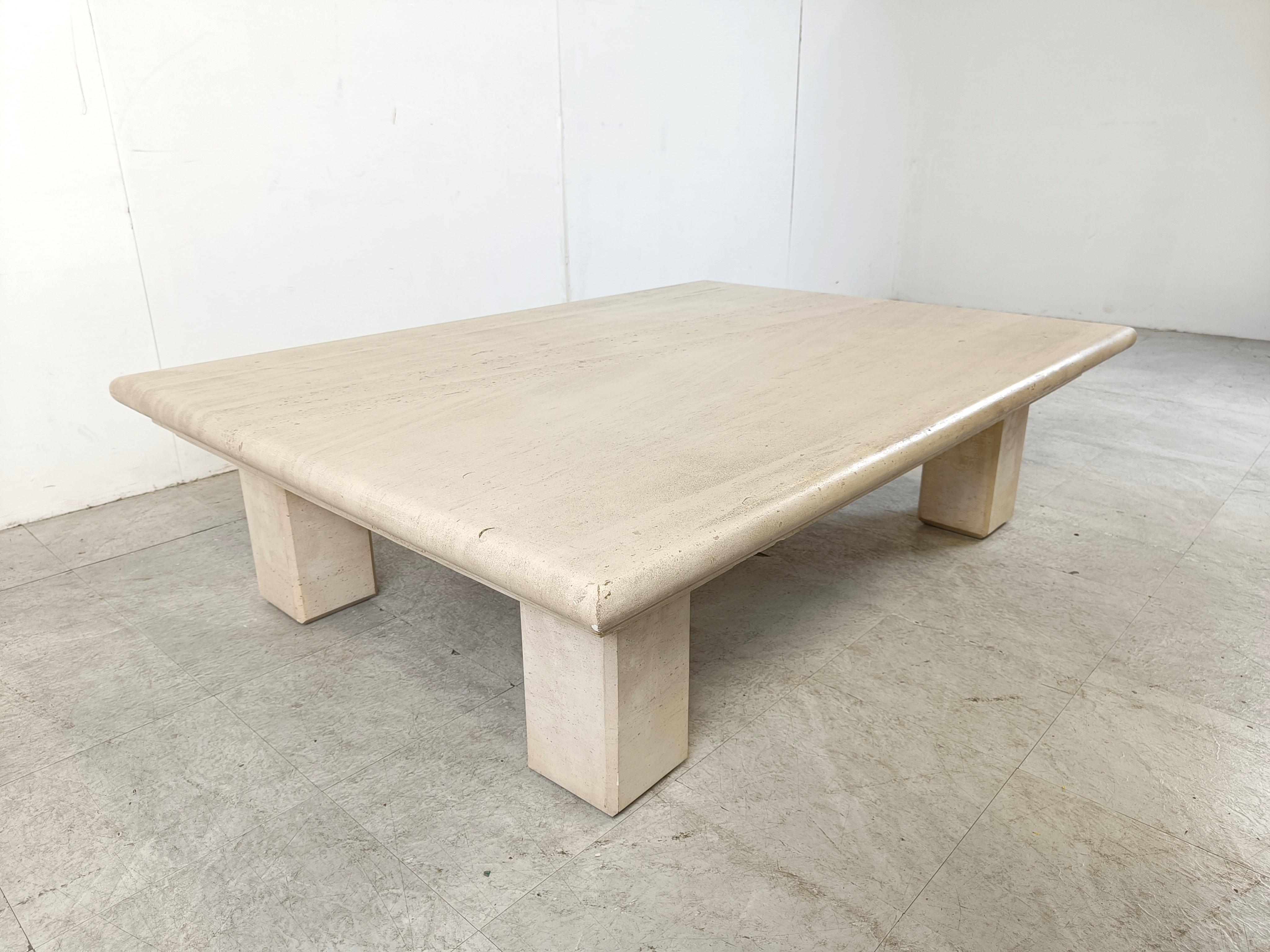 XL Travertine Coffee Table 1970s, Italy 10