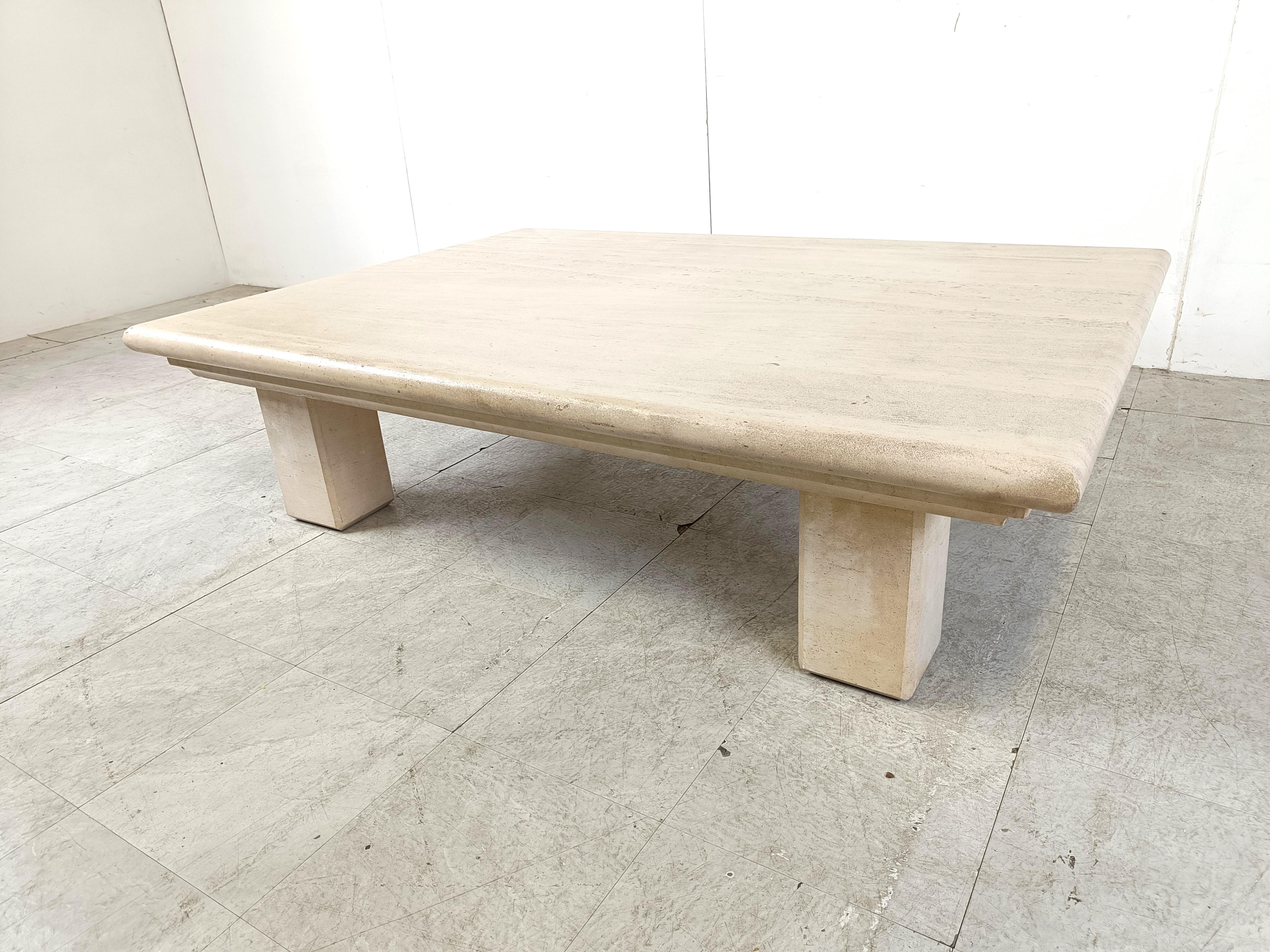 XL Travertine Coffee Table 1970s, Italy 17