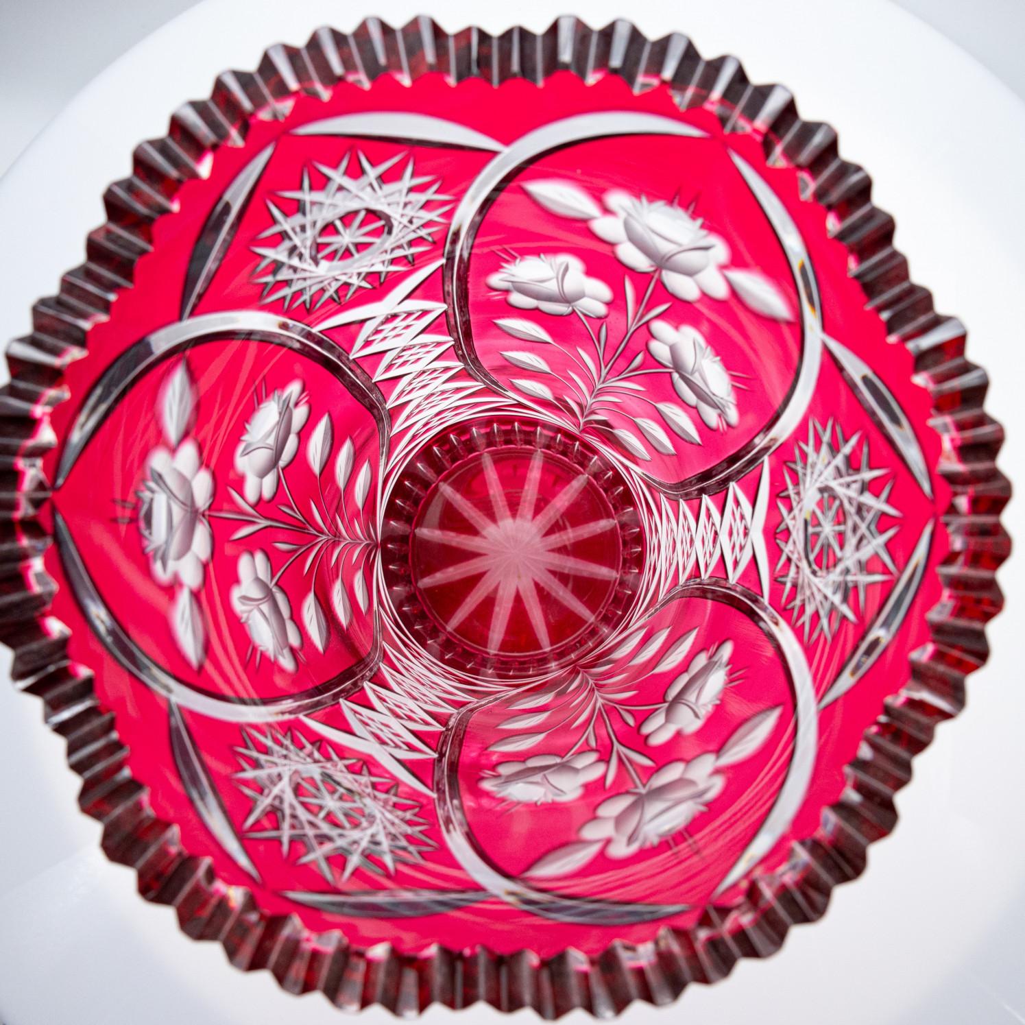 Jarrón XL, cristal superpuesto rojo rosa intenso, París, 1950 en venta 2