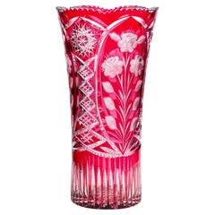 Vaso XL, cristallo sovrapposto rosso rosa intenso, Parigi, 1950