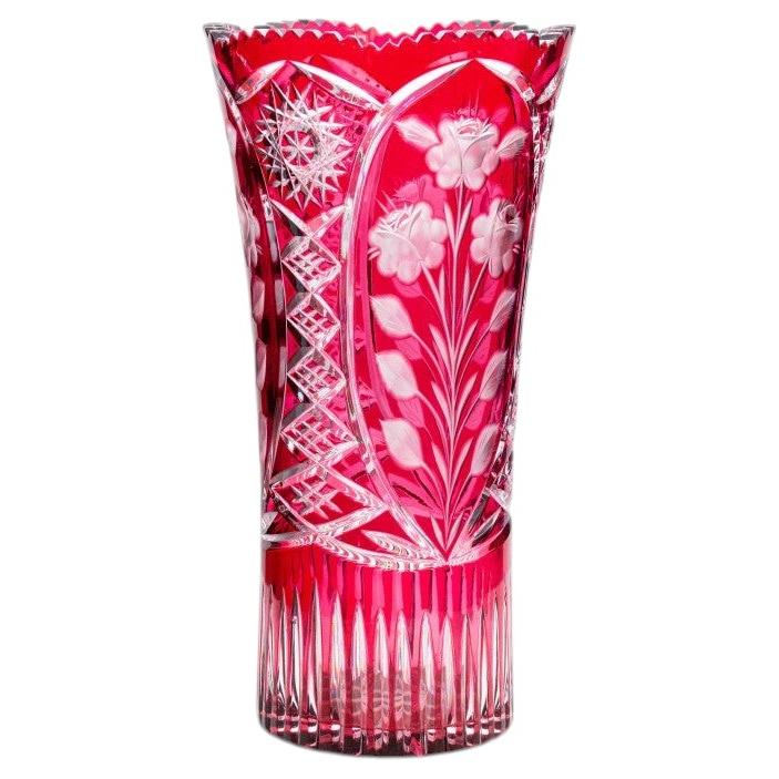 XL Vase, tiefroter Überzug aus Kristall, Paris, 1950