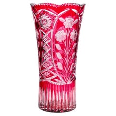 XL Vase, Deep Rose Red Overlay Crystal, Paris, 1950