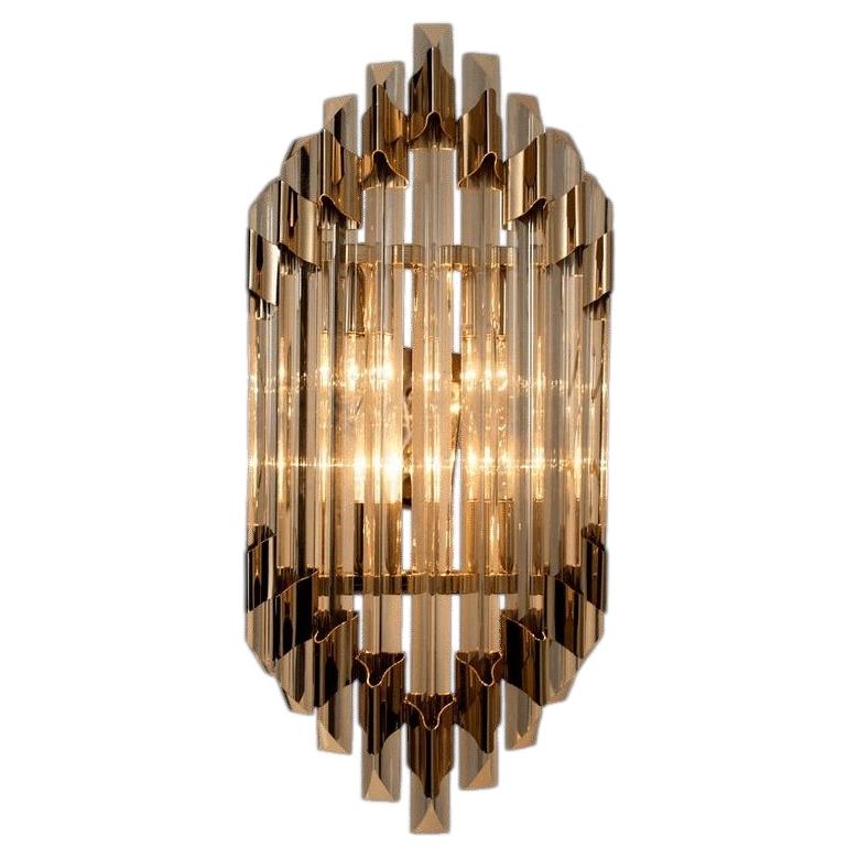 XL Venini Style Murano Glass and Brass Sconce Flush Mount, Italy For Sale