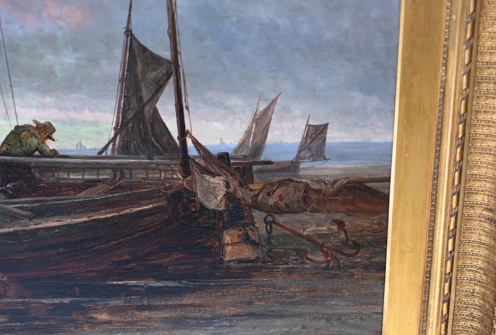 XL Pintura al óleo victoriana Costa marítima de Norfolk 1860 6 Pies en venta 7