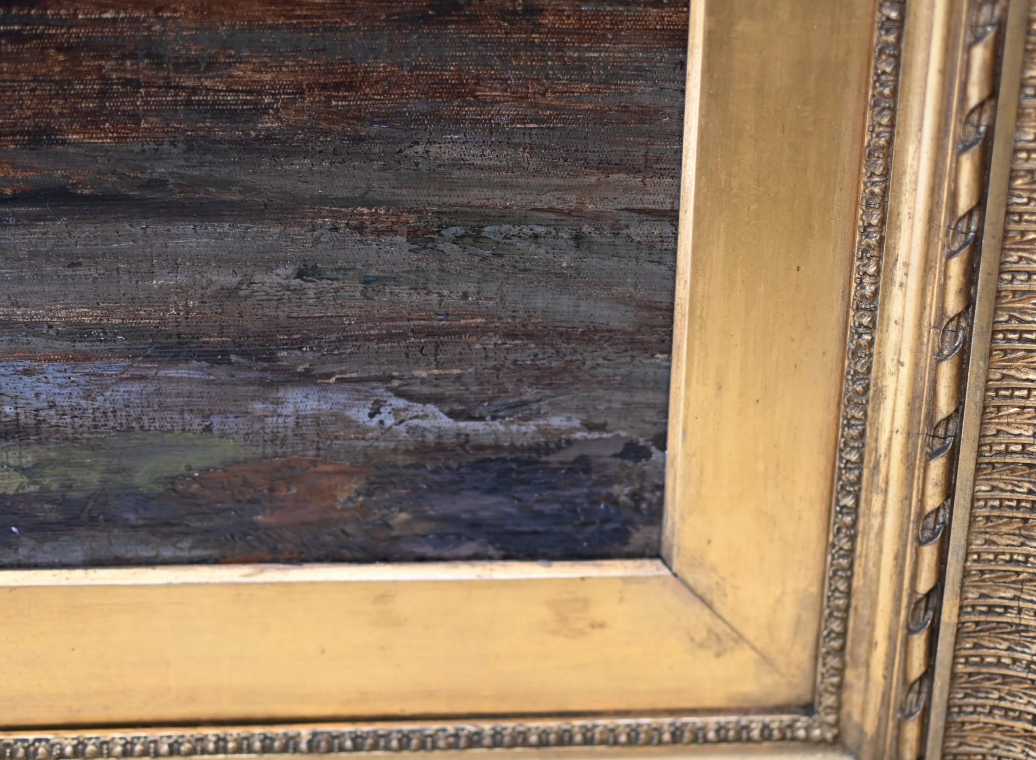 XL Pintura al óleo victoriana Costa marítima de Norfolk 1860 6 Pies en venta 8