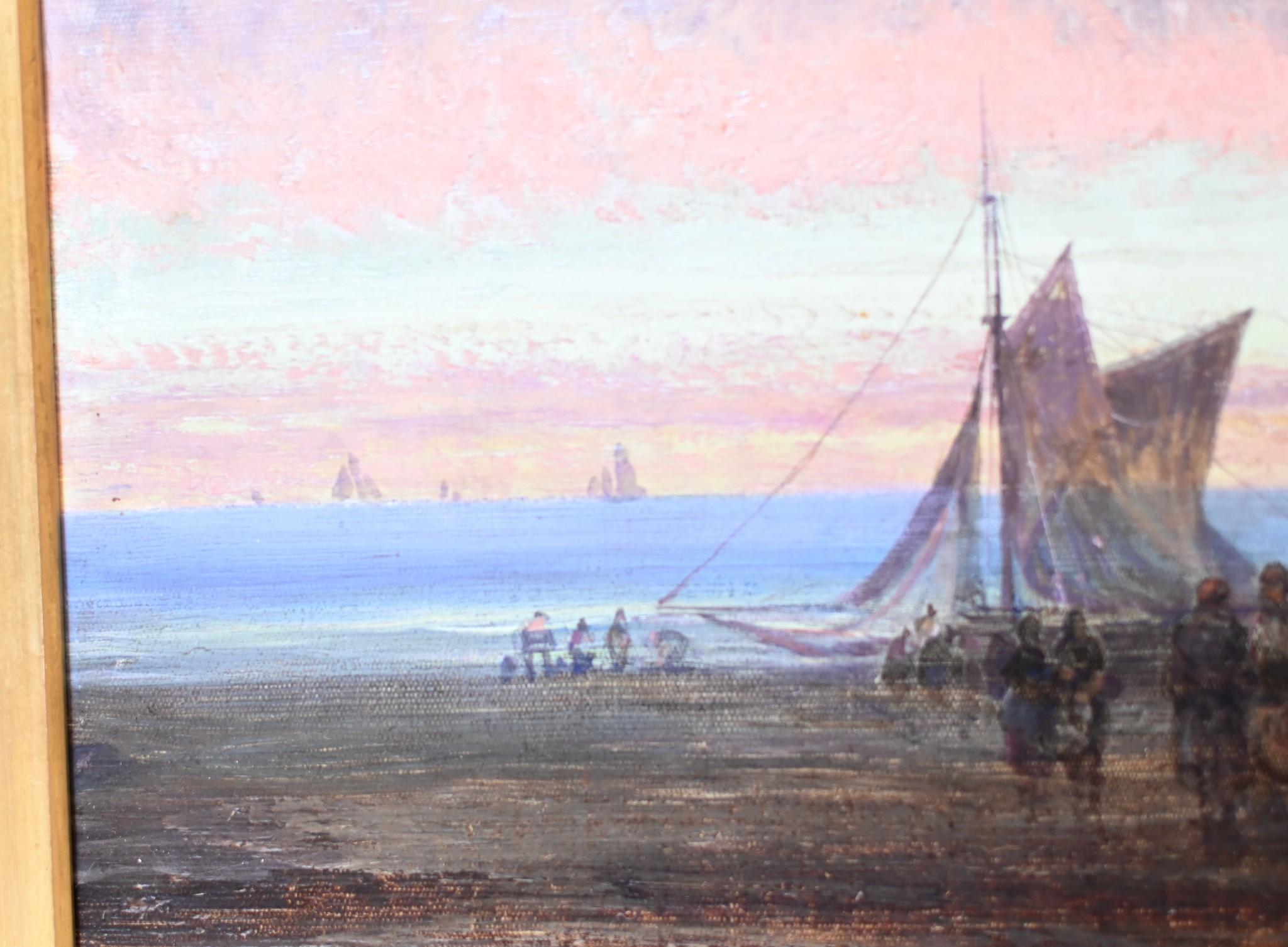 XL Pintura al óleo victoriana Costa marítima de Norfolk 1860 6 Pies Mediados del siglo XIX en venta