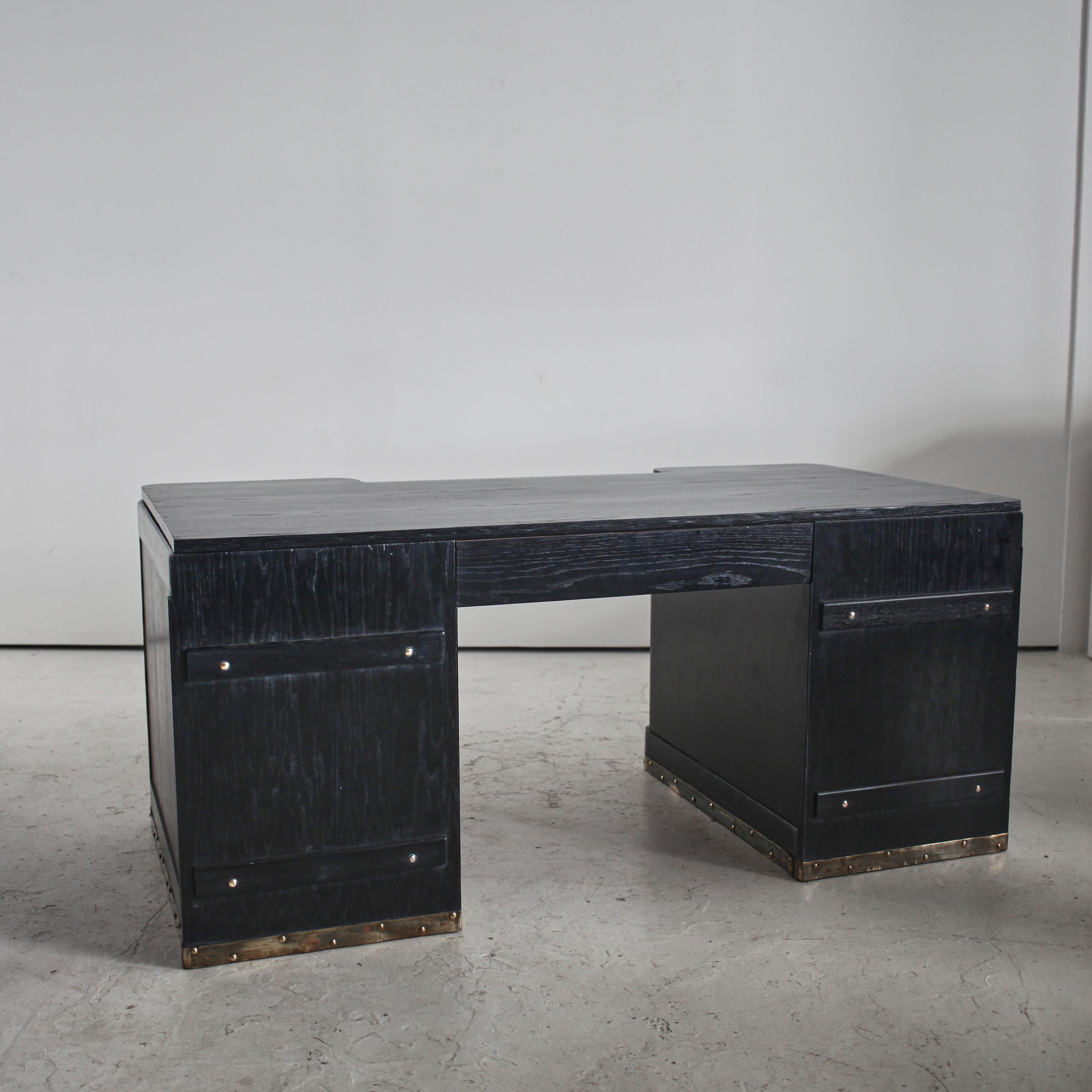 XL Viennese Limed Oak C.1930S Secessionist/Modernist Desk 4