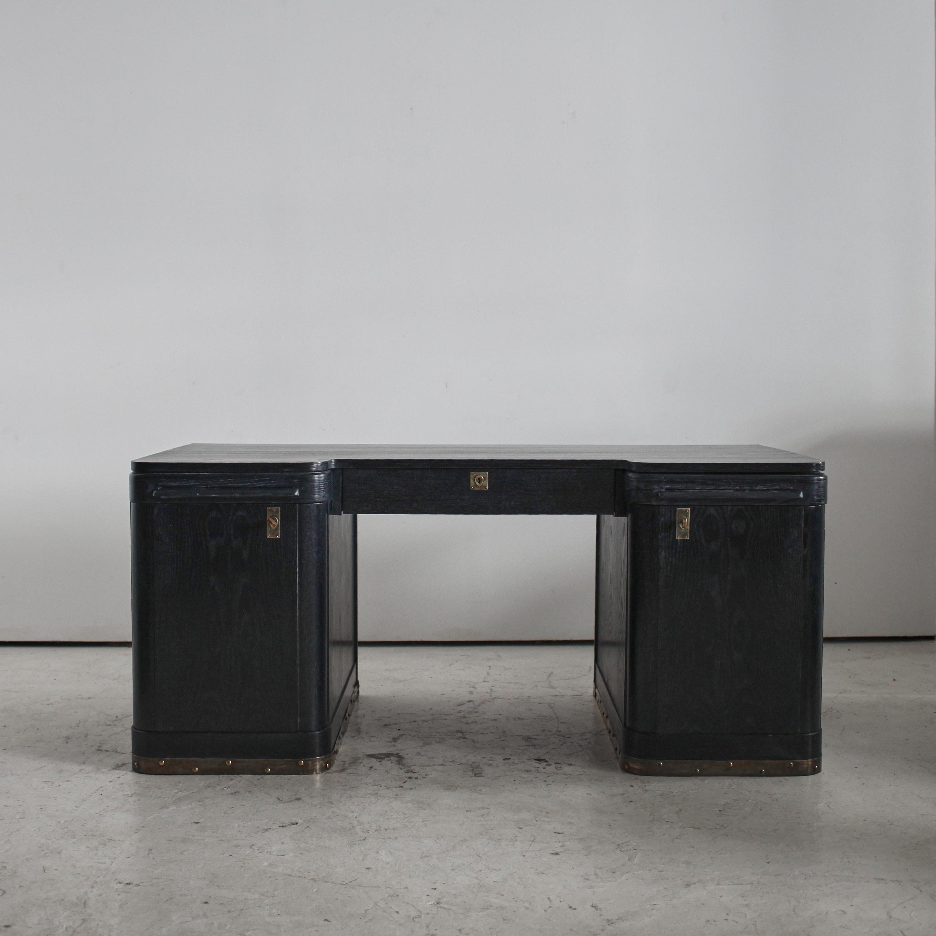 Austrian XL Viennese Limed Oak C.1930S Secessionist/Modernist Desk