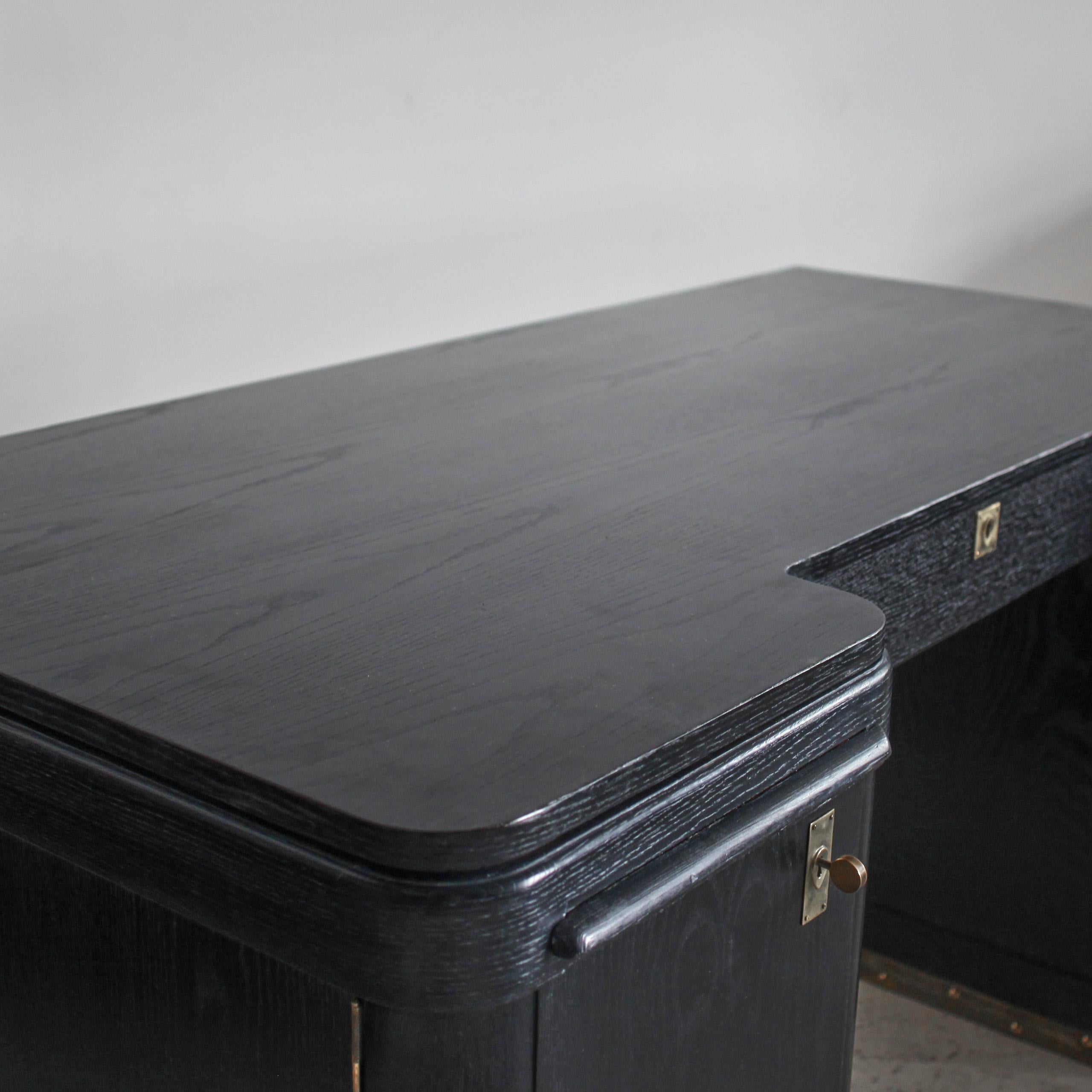 Mid-20th Century XL Viennese Limed Oak C.1930S Secessionist/Modernist Desk