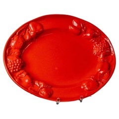 XL Vintage Ceramic Plate Oval Mid Century Design Italy, 1980s