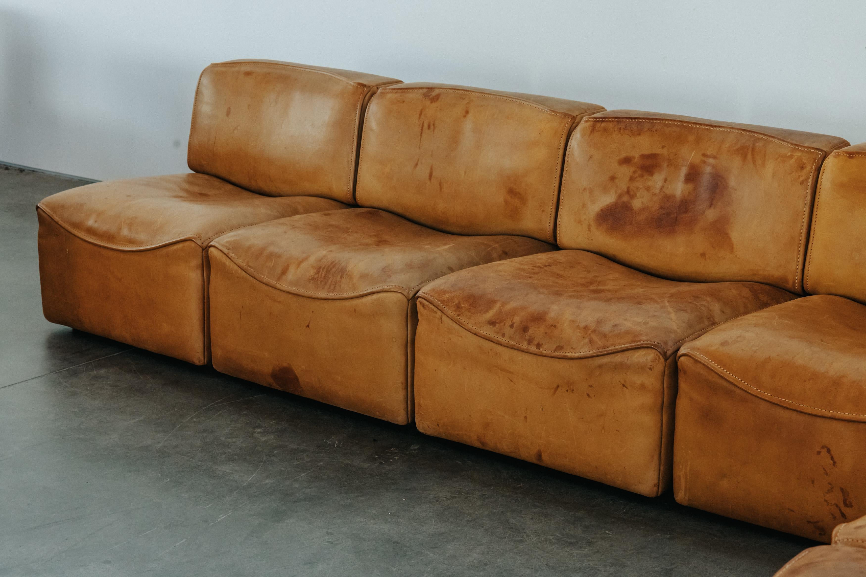 Cuir Canapé De Sede DS15 vintage en cuir cognac de Suisse, vers 1970 en vente
