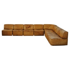 XL Vintage Cognac Leather De Sede DS15 Sofa From Switzerland, Circa 1970