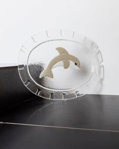 XL Vintage Dolphin Murano Glas Schale Servierplatte Oval, Italien, 1980er