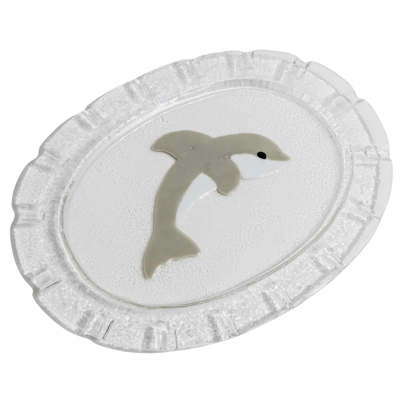 XL Delfino d
epoca in vetro di Murano, ciotola da portata ovale, Italia, anni 
80 in vendita