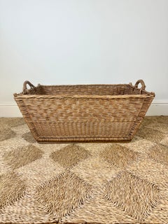 XL vintage French wicker basket, mid 20th century