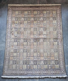 XL Vintage Hand-Knotted Silk Rug "Garden of Paradise" , Nepal 1950s