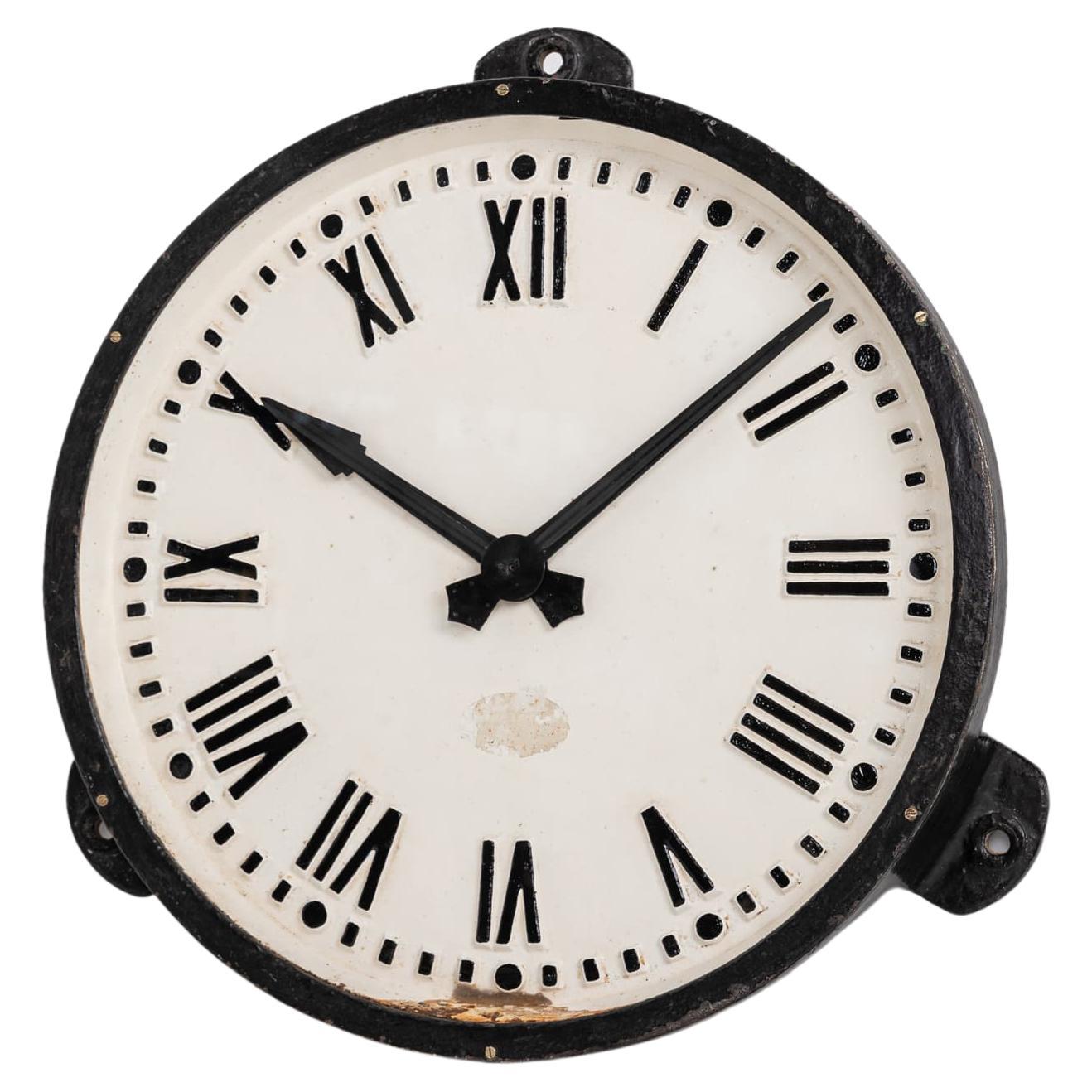 XL Vintage Industrial Cast Iron Gents of Leicester Factory Wall Clock, c.1930