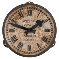 XL Antique Industrial Cast Iron Gents of Leicester Factory Wall Clock, c.1930