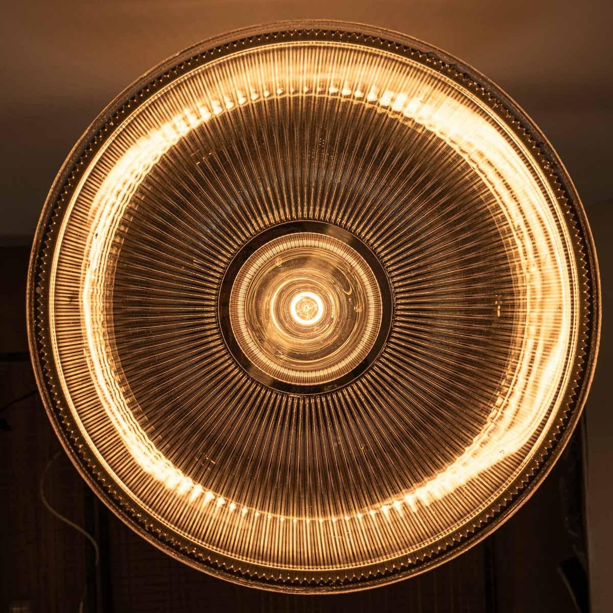 XL Vintage Industrial Prismatic Glass Factory Lights by Holophane For Sale 8
