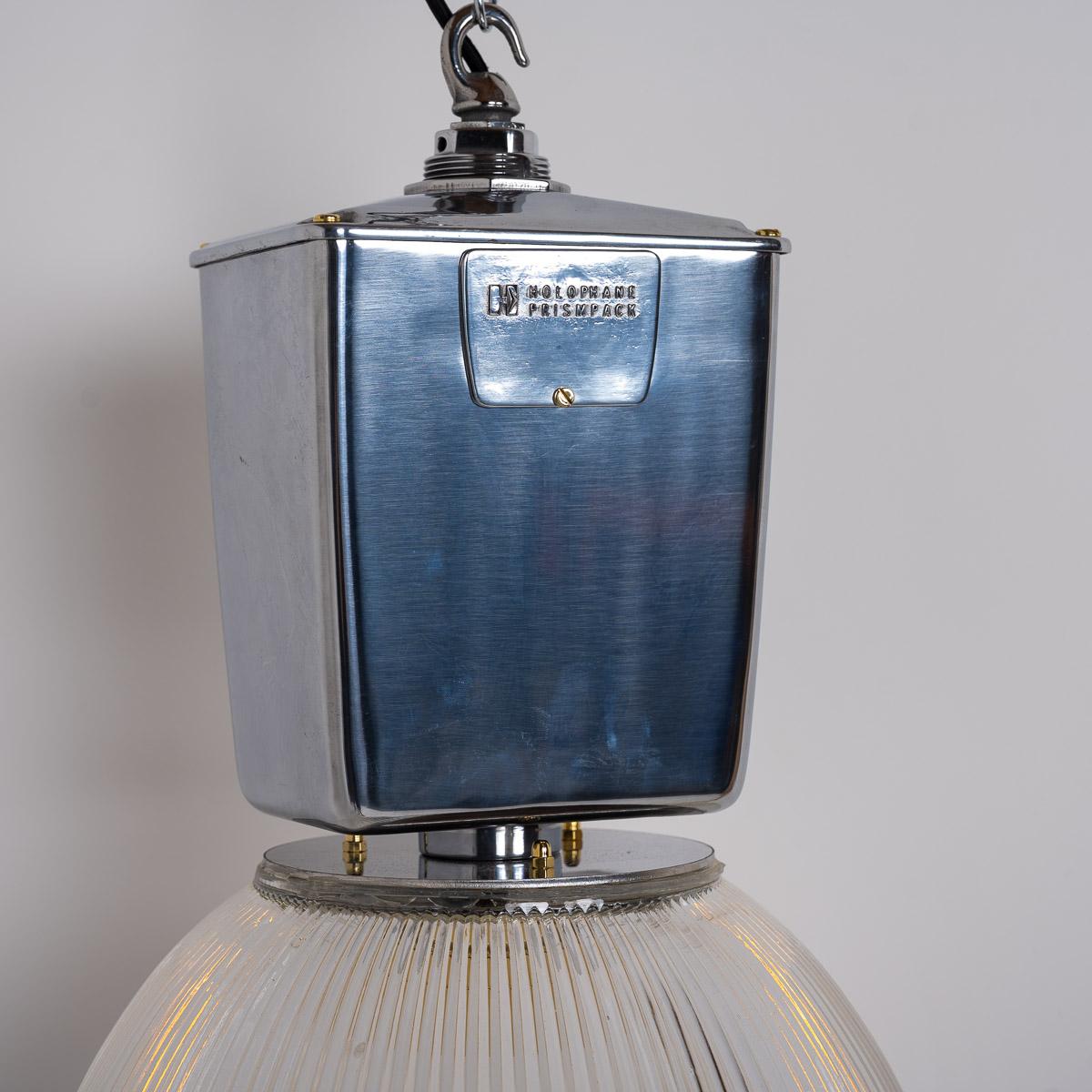 XL Vintage Industrial Prismatic Glass Factory Lights by Holophane For Sale 11