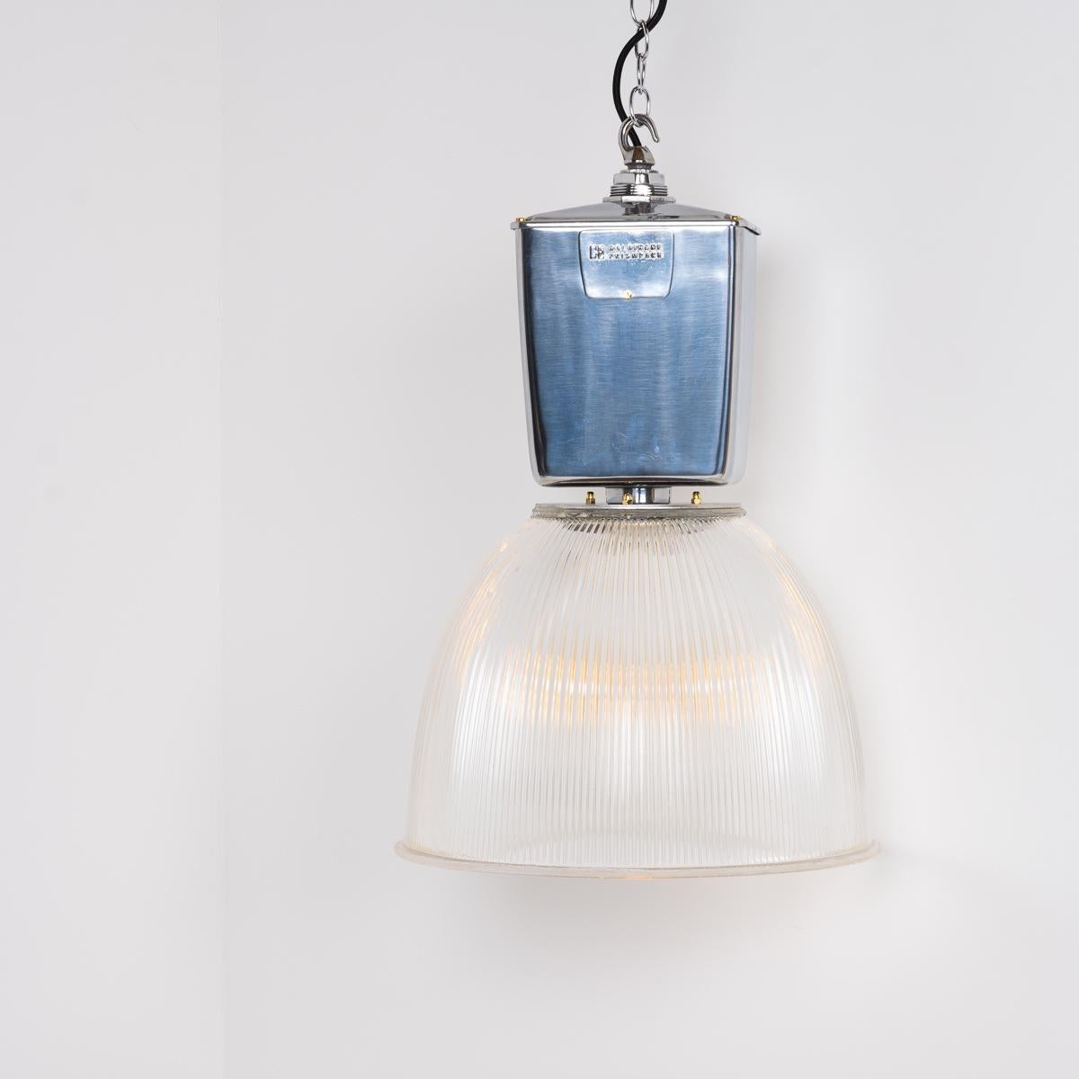 XL Vintage Industrial Prismatic Glass Factory Lights by Holophane For Sale 12