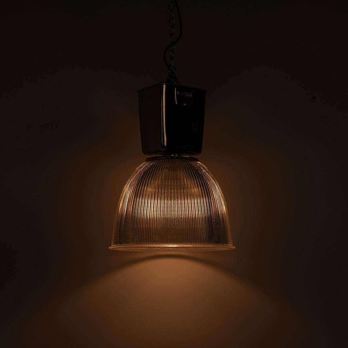 XL Vintage Industrial Prismatic Glass Factory Lights by Holophane In Good Condition For Sale In Nottingham, GB