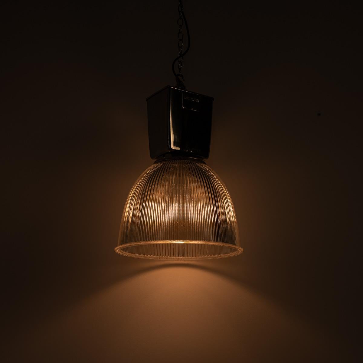 XL Vintage Industrial Prismatic Glass Factory Lights by Holophane For Sale 2